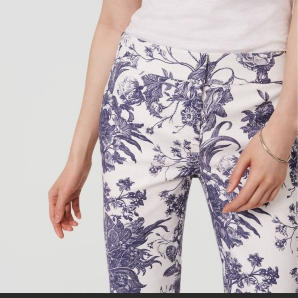 Ann Taylor Loft Toile Blue/White Ankle Pants Size 14